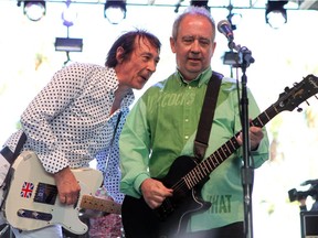 Steve Diggle (L) and Pete Shelley of Buzzcocks perform at Coachella Valley Music and Arts Festival in 2012.