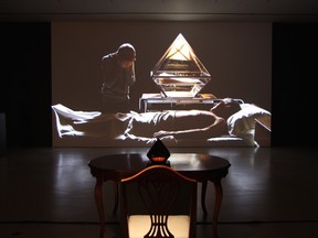 Installation view of Tyler Tekatch's video Terrors of the Breakfast Table, at Ottawa Art Gallery. (Handout photo)