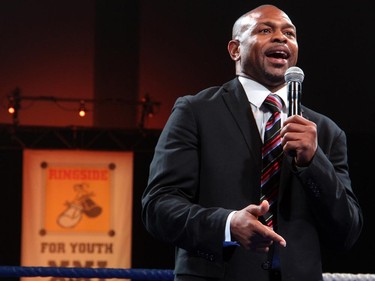 American boxing legend Roy Jones Jr. on stage at the Ringside for Youth XXI benefit held at the Shaw Centre on Thursday, June 11, 2015 for the Boys and Girls Club of Ottawa.