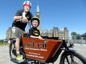 Andrew Sedmihradsky with son Max starting out the 'Big Ride.'
