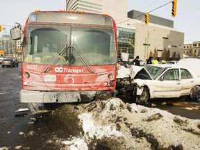 The Feb. 19, 2015 crash between an OC Transpo bus and a suspect vehicle.