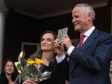 Austrian Ambassador Arno Riedel and his wife, Loretta Loria-Riedel, were presented gifts of flowers and music for hosting a reception to celebrate Viennese culture and the contributions of Thirteen Strings, Music and Beyond and the Viennese Opera Ball, at their official residence in Rockcliffe on Tuesday, June 2, 2015.