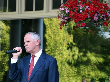 Austrian Ambassador Arno Riedel welcomes guests to the A Taste of Vienna reception he hosted with his wife in the spacious backyard of their official residence in Rockcliffe on Tuesday, June 2, 2015.