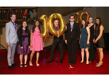 Cappies nominees for Critic Team from Bell High School arrive on the Red Carpet, prior to the start of the 10th annual Cappies Gala awards, held at the National Arts Centre, on June 07, 2015.