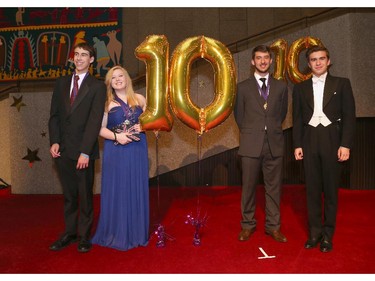 Cappies nominees for Critic Team from Sacred Heart Catholic High School arrive on the Red Carpet, prior to the start of the 10th annual Cappies Gala awards, held at the National Arts Centre, on June 07, 2015.