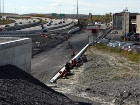 Queensway (Hwy 417) ramp construction at Richmond Rd and the Bayshore Mall.