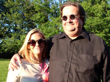 Diplomat Magazine editor Jennifer Campbell and her husband, Citizen arts-editor-at-large Peter Simpson (in matching eyewear), at a reception hosted at the Austrian ambassador's residence in Rockcliffe on Tuesday, June 2, 2015.