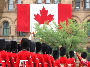 First Changing of the Guard ceremony in 2015 by the Ceremonial Guards on Parliament Hill in Ottawa, June 29.