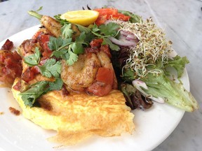 Omelette with shrimp at Cafe Cinq Sens in Hull.