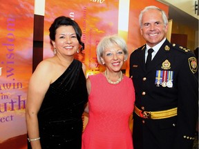 From left, Allison Fisher, executive director of the Wabano Centre for Aboriginal Health with co-chairs Barbara Farber and Ottawa Police Chief Charles Bordeleau at this year's Igniting the Spirit Gala held at the Ottawa Conference and Event Centre on Thursday, June 18, 2015.