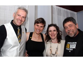 From left, LiveWorkPlay founders and husband and wife Keenan Wellar and Julie Kingstone with board chair Cecelia Taylor and keynote speaker Al Condeluci at the organization's 20th anniversary dinner held at St. Anthony's Banquet Hall on Thursday, June 4, 2015.