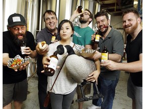 From left, Marc Doiron of Town, Ross May of Seed to Sausage General Store, Liz Mok of Moo Shu Ice Cream, Josh McJannett of Dominion City Brewing Company, Cody Starr of The Rex and Andrew Kent of Dominion City Brewing Company are all ready to put on a party.