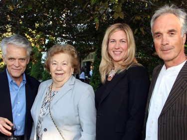 From left, Ottawa photographer Paul Couvrette with Margaret Mrak and Liza Mrak, from Mark Motors, and former broadcaster Mike Giunta at a reception hosted by the Austrian ambassador in Rockcliffe Park on Tuesday, June 2, 2015, celebrating Viennese culture and the contributions of Thirteen Strings, Music and Beyond and the Viennese Opera Ball.