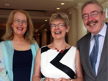 From left, Patricia Bassett with Cornerstone Housing for Women executive director Sue Garvey and Irish Ambassador Ray Bassett at the annual garden party and fashion show for Cornerstone, held at the ambassador's official residence on Sunday, June 7, 2015.