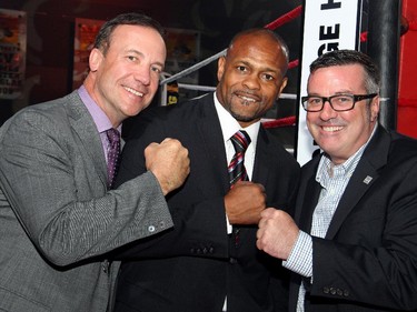 From left, Ringside for Youth founder Steve Gallant from CIBC Wood Gundy with special guest and boxing legend Roy Jones Jr. and event chair Jeff O'Reilly at the Ringside for Youth XXI benefit for the Boys and Girls Club of Ottawa, held at the Shaw Centre on Thursday, June 11, 2015