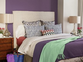 Consider a room’s function when choosing paint. Cool tones like Nostalgic violet (70RB 11/196) by Dulux Paints have a calming effect, ideal for a bedroom.