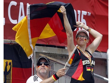 Germany fans show their support in a game against Cote d'Ivoire during the FIFA Women's World Cup at TD Place in Ottawa Sunday June 07, 2015.