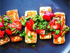 Grilled Halloumi with Strawberries and Herbs Credit: Kimberly Hasselbrink, Vibrant Food