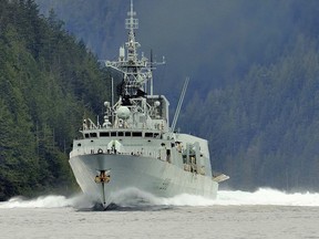 ET2011-1005-43
March 17, 2011
British Columbia

Her Majesty's Canadian Ship (HMCS) WINNIPEG exits a small channel called "Hole in the Wall" located between the southern end of Sonora Island and the northern end of Maurelle Island during a maritime patrol on the 17th of March 2011. 

Photo : Corporal Alex. W. Croskery, MARPAC Imaging Services 
© 2011 DND-MDN CANADA 

French/Français
ET2011-1005-43
17 mars 2011
Colombie-Britannique

Le Navire canadien de Sa Majesté (NCSM) WINNIPEG sort d’un petit chenal nommé « Hole in the Wall », situé entre la pointe sud de l’île Sonora et la pointe nord de l’île Maurelle, pendant une patrouille maritime, le 17 mars 2011. 

Photo : Caporal Alex. W. Croskery, Services d’imagerie des FMAR(P), © 2011 DND-MDN Canada