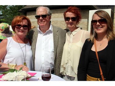 It was the kind of sunny afternoon that called for sunglasses for, from left, Christine McKeen, lawyer David Charles, Bernadette Warren and Rebecca McKeen, from sponsor McKeen Metro Glebe, at the annual garden party and fashion show for Cornerstone Housing for Women, held Sunday, June 7, 2015, at the Irish ambassador's official residence.
