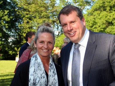 Jane Forsyth with lawyer Chris Spiteri, board chair of Music and Beyond, at a reception hosted by the Austrian ambassador in Rockcliffe Park on Tuesday, June 2, 2015.