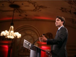 Liberal Leader Justin Trudeau delivers a speech on Canada-US relations in Ottawa on Monday, June 22, 2015. The Liberal leader says after almost a decade of Harper as prime minister, Canada has less influence in Washington.
