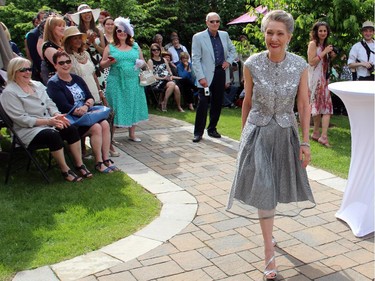 Kathleen Ethier was a model in the Sukhoo Sukhoo fashion show presented during the annual garden party for Cornerstone Housing for Women on Sunday, June 7, 2015, at the official residence of the Irish ambassador.