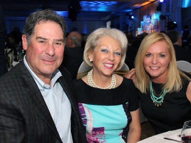 Lawyer Lawrence Soloway, chair of the board for the University of Ottawa Heart Institute, with foundation board members Barbara Farber and Krista Kealey, at the 30th Annual Gold Plate Dinner held at the Hellenic Meeting and Reception Centre on Tuesday, June 9, 2015.