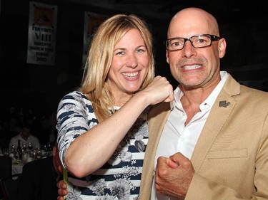 Liza Mrak from sponsor Mark Motors hams it up with Barry Nesrallah at Ringside for Youth XXI, held at the Shaw Centre on June 11, 2015, in support of the Boys and Girls Club of Ottawa.
