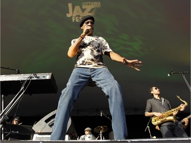 Lonnie Jordan, keyboardist, performs with the funk band WAR.