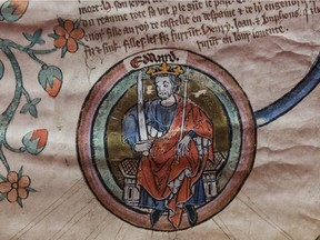 A 14th century scroll illustrating the genealagy of King John.