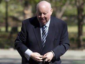 The fraud trial of suspended Senator Mike Duffy resumes today after taking a break of several weeks. Duffy is shown arriving at the courthouse Thursday May 7, 2015 in Ottawa.