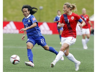 Norway's Thailand's during the second half of their first match of the FIFA Women's World Cup at TD Place in Ottawa Sunday June 07, 2015. Norway won 4-0.