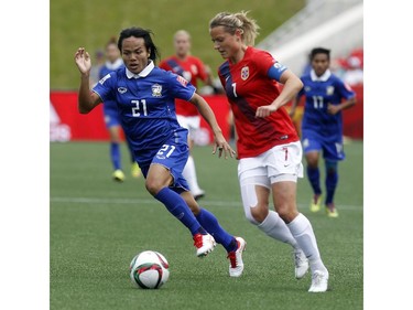 Norway's Thailand's during the second half of their first match of the FIFA Women's World Cup at TD Place in Ottawa Sunday June 07, 2015. Norway won 4-0.