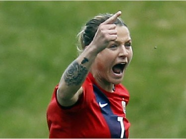 Norway's Trine Ronning (7) celebrates the first goal against Thailandduring the first half of their first match of the FIFA Women's World Cup at TD Place in Ottawa Sunday June 07, 2015.