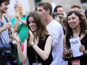 Fans, staff celebrate at the opening of the Ottawa Fringe Festival in 2012.