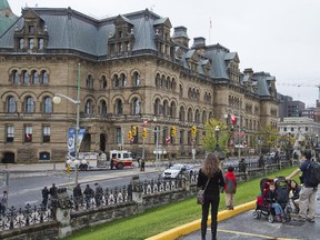 The Langevin Block, home of the Prime Minister's Office, is across the street from Parliament Hill.