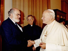Romeo Maione meets Pope Paul II at the 1987 Synod in Rome to discuss the role of lay Catholics.