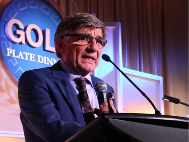 Steve Ramphos, chair of the annual Gold Plate Dinner for the past 30 years, thanked the audience for its support during his final year of leading the fundraiser, held at the Hellenic Meeting and Reception Centre on Tuesday, June 9, 2015.