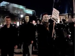 Stills from Youtube video claimed to be released by The Hacker group Anonymous on Wednesday June 17, 2015. Treasury Board President Tony Clement says was a cyber attack on the Government of Canada's computer servers.

0617 cyber attack