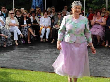 Sukhoo Sukhoo client Amy Russell modelled in the fashion show held during the annual garden party for Cornerstone Housing for Women, held Sunday, June 7, 2015, at the official residence of the Irish ambassador.