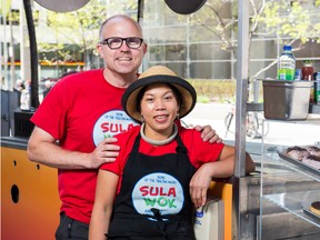 Andrew Lay, the longtime owner of Sunnydays hotdog business, has teamed up with his wife, Sula, to operate several Sula Wok taco stands around town. They also sell SuzyQ Doughnuts.