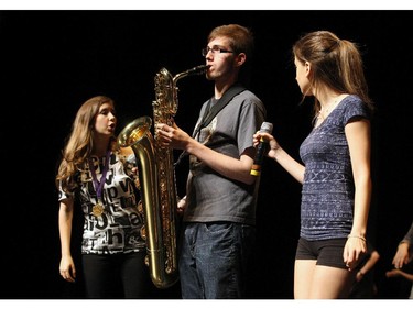 The Cappies Chorus rehearses their musical numbers, prior to the start of the 10th annual Cappies Gala awards, held at the National Arts Centre, on June 07, 2015.