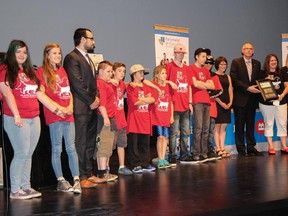 The class from Lindsay Place Alternative School in Buckingham Quebec. Their venture, Bark Bites, raised money for the SPCA de l'Outaouais.