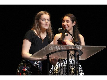 The winner(s) for Critics' Favorite Play: The Madwoman of Chaillot, Elmwood School, accept(s) their award, during the 10th annual Cappies Gala awards, held at the National Arts Centre, on June 07, 2015, in Ottawa, Ont.(Jana Chytilova / Ottawa Citizen)   ORG XMIT: 0607_CappiesGala_029