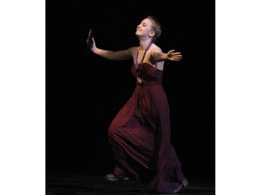 The winner(s) for Lead Actress in a Play: Sarah Dolan, Sir Robert Borden High School for The Angelina Project, runs onto the stage to accept(s) their award, during the 10th annual Cappies Gala awards, held at the National Arts Centre, on June 07, 2015.