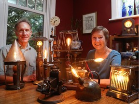 Tim Cutts and Margaret Sommerville make funky lamps out of old objects.