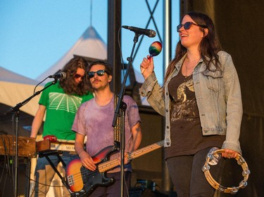 Amber Webber, right, of Black Mountain on the Canadian Stage.