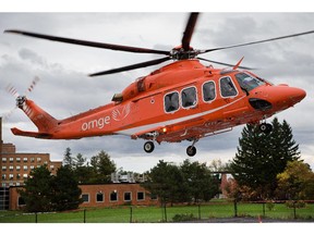 This Ornge air ambulance, seen here taking off from the Ottawa Hospital helipad, was involved in a near-miss incident at Ottawa airport in June 2014.