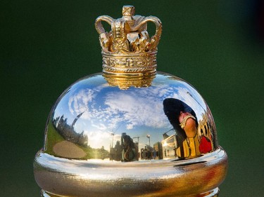 Assistant Drum Major, M/Cpl Bianca Toledo, is reflected in the Band Mace as the annual Fortissimo‚ a free military and musical performance on Parliament Hill, took place took place on Thursday, July 23, 2015.